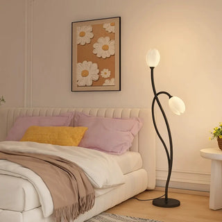 2-Light Bedroom Elegant Tulip Metal Floor Lamp Zawala Image - 2