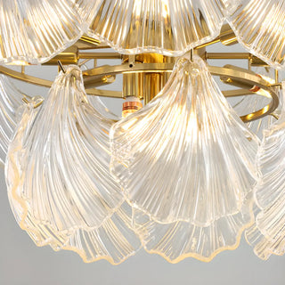 ZOWALA - Elegant Large Glass Shell Gold Chandelier for Living Room Image - 10