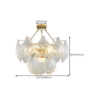 ZOWALA - Elegant Large Glass Shell Gold Chandelier for Living Room Image - 12