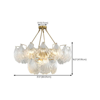 ZOWALA - Elegant Large Glass Shell Gold Chandelier for Living Room Image - 13