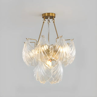 ZOWALA - Elegant Large Glass Shell Gold Chandelier for Living Room Image - 5