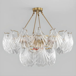ZOWALA - Elegant Large Glass Shell Gold Chandelier for Living Room Image - 6