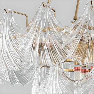 ZOWALA - Elegant Large Glass Shell Gold Chandelier for Living Room Image - 7