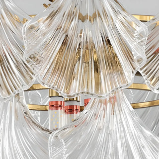 ZOWALA - Elegant Large Glass Shell Gold Chandelier for Living Room Image - 8