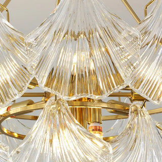 ZOWALA - Elegant Large Glass Shell Gold Chandelier for Living Room Image - 9