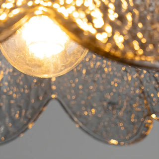ZOWALA - Elegant Dining Room Floral Glass Pendant Light Gold Image - 10