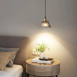 ZOWALA - Elegant Dining Room Floral Glass Pendant Light Gold Image - 2