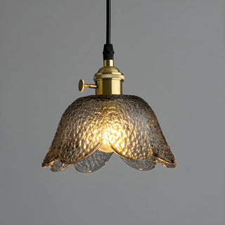 ZOWALA - Elegant Dining Room Floral Glass Pendant Light Gold Image - 3
