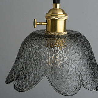 ZOWALA - Elegant Dining Room Floral Glass Pendant Light Gold Image - 5