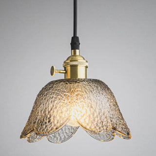 ZOWALA - Elegant Dining Room Floral Glass Pendant Light Gold Image - 8