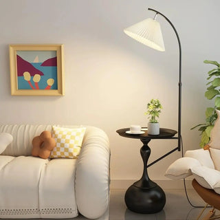 Adjustable Pleated Modern Arc Side Table Floor Lamp Zawala Image - 1