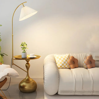 Adjustable Pleated Modern Arc Side Table Floor Lamp Zawala Image - 2
