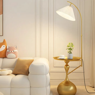 Adjustable Pleated Modern Arc Side Table Floor Lamp Zawala Image - 6