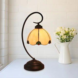 Elegant Tiffany Floral Glass Nightstand Table Lamp Zawala Image - 3