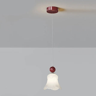 Elegant Flower White Glass Bedroom Pendant Light Zawala Image - 7