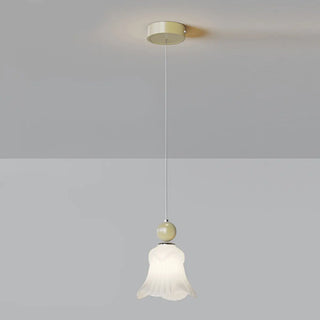 Elegant Flower White Glass Bedroom Pendant Light Zawala Image - 9