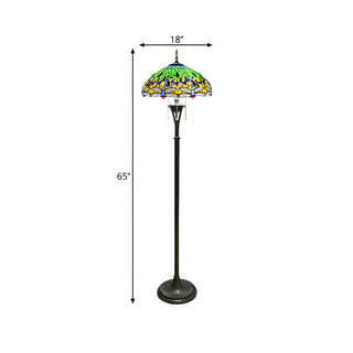 Baroque Dragonfly Stained Glass Yellow Metal Floor Lamp Zawala Image - 13