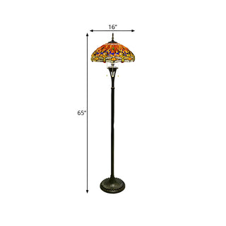 Baroque Dragonfly Stained Glass Yellow Metal Floor Lamp Zawala Image - 14
