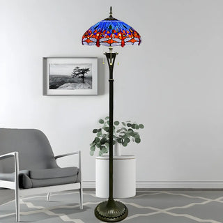 Baroque Dragonfly Stained Glass Yellow Metal Floor Lamp Zawala Image - 3