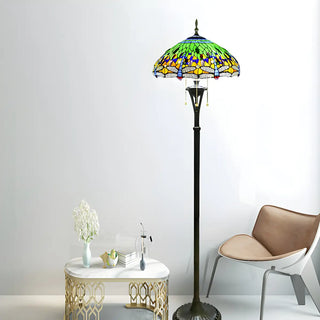 Baroque Dragonfly Stained Glass Yellow Metal Floor Lamp Zawala Image - 5