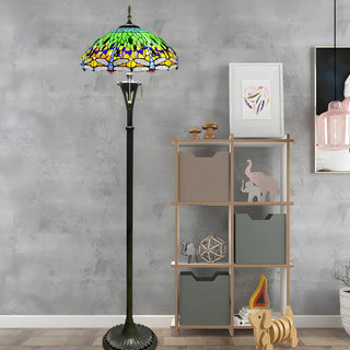 Baroque Dragonfly Stained Glass Yellow Metal Floor Lamp Zawala Image - 6