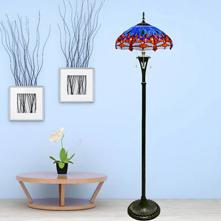 Baroque Dragonfly Stained Glass Yellow Metal Floor Lamp Zawala Image - 8
