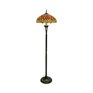 Baroque Dragonfly Stained Glass Yellow Metal Floor Lamp Zawala Image - 9