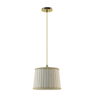 Classic Fabric Drum Beige Pleated Bedroom Pendant Light Zawala Image - 3