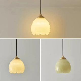 ZOWALA - Modern Bedroom Walnut Beige Resin Bell Pendant Light Image - 12
