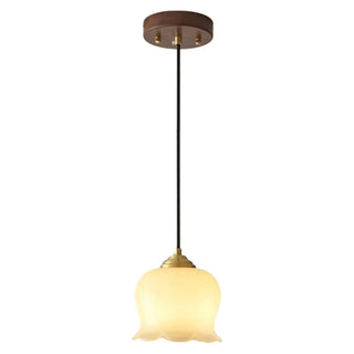 ZOWALA - Modern Bedroom Walnut Beige Resin Bell Pendant Light Image - 14