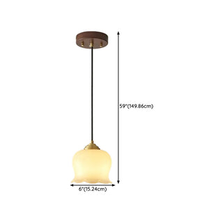 ZOWALA - Modern Bedroom Walnut Beige Resin Bell Pendant Light #size