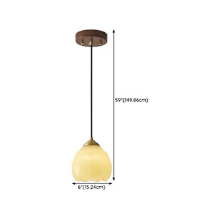 ZOWALA - Modern Bedroom Walnut Beige Resin Bell Pendant Light Image - 16