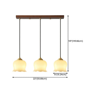 ZOWALA - Modern Bedroom Walnut Beige Resin Bell Pendant Light Image - 17