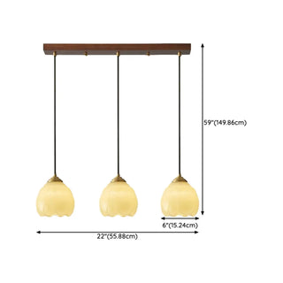ZOWALA - Modern Bedroom Walnut Beige Resin Bell Pendant Light Image - 18