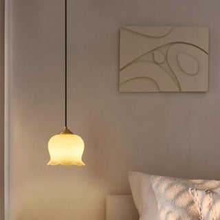 ZOWALA - Modern Bedroom Walnut Beige Resin Bell Pendant Light Image - 4