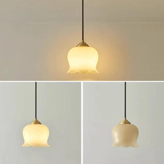 ZOWALA - Modern Bedroom Walnut Beige Resin Bell Pendant Light Image - 5