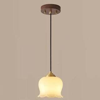 ZOWALA - Modern Bedroom Walnut Beige Resin Bell Pendant Light Image - 6