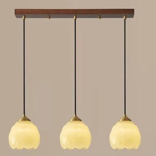 ZOWALA - Modern Bedroom Walnut Beige Resin Bell Pendant Light Image - 8