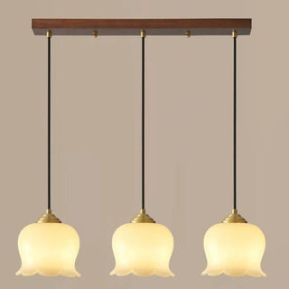 ZOWALA - Modern Bedroom Walnut Beige Resin Bell Pendant Light Image - 9