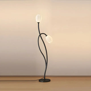 2-Light Bedside Black Tulip-Shaped Metal Floor Lamp Zawala Image - 11