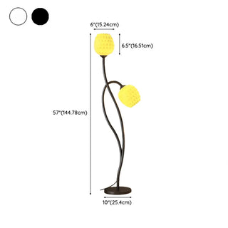2-Light Bedside Black Tulip-Shaped Metal Floor Lamp Zawala Image - 21