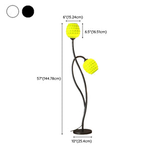 2-Light Bedside Black Tulip-Shaped Metal Floor Lamp Zawala Image - 22