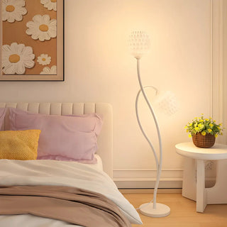 2-Light Bedside Black Tulip-Shaped Metal Floor Lamp Zawala Image - 4
