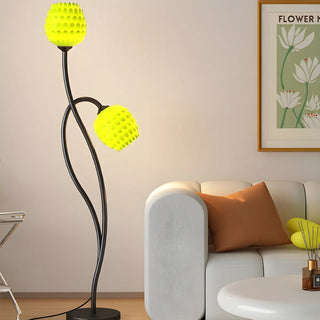 2-Light Bedside Black Tulip-Shaped Metal Floor Lamp Zawala Image - 6