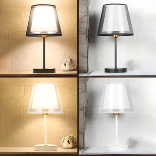 Modern Elegant Double Fabric Shade Iron Table Lamp Zawala Image - 10