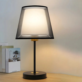 Modern Elegant Double Fabric Shade Iron Table Lamp Zawala Image - 2
