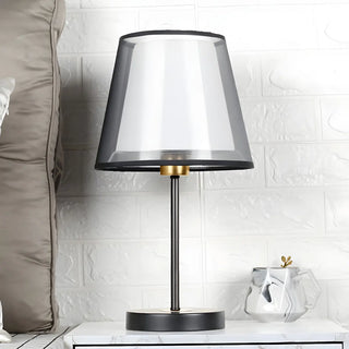 Modern Elegant Double Fabric Shade Iron Table Lamp Zawala Image - 6
