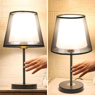 Modern Elegant Double Fabric Shade Iron Table Lamp Zawala Image - 9