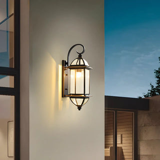 Vintage Black Glass LED Exterior Wall Lantern Light Zawala Image - 2