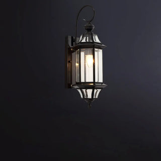 Vintage Black Glass LED Exterior Wall Lantern Light Zawala Image - 6